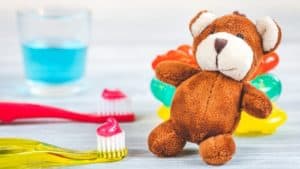 toothbrush with a teddy bear